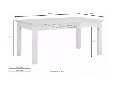 Mesa de jantar 160X90 em madeira acabamento com toque acetinado em cera natural  | Coleção England